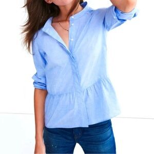 Madewell Lakeside Peplum Long Sleeve Button Up Shirt